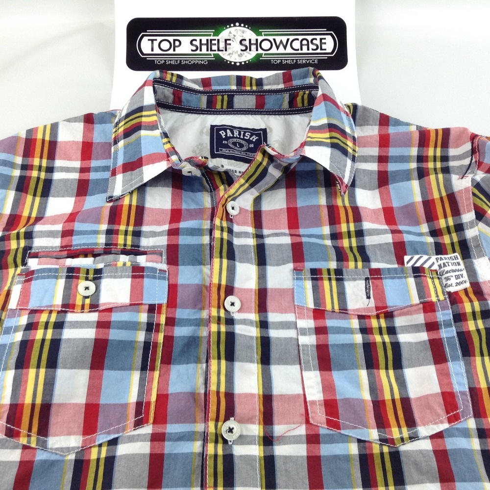 Parish Nation Men's Short Sleeve Button Up Shirt L